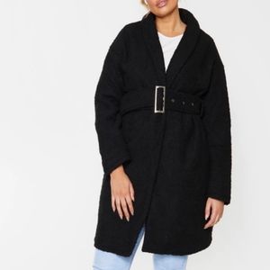 Shearling Wool Belted Robe Teddy Coat